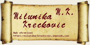 Milunika Krečković vizit kartica